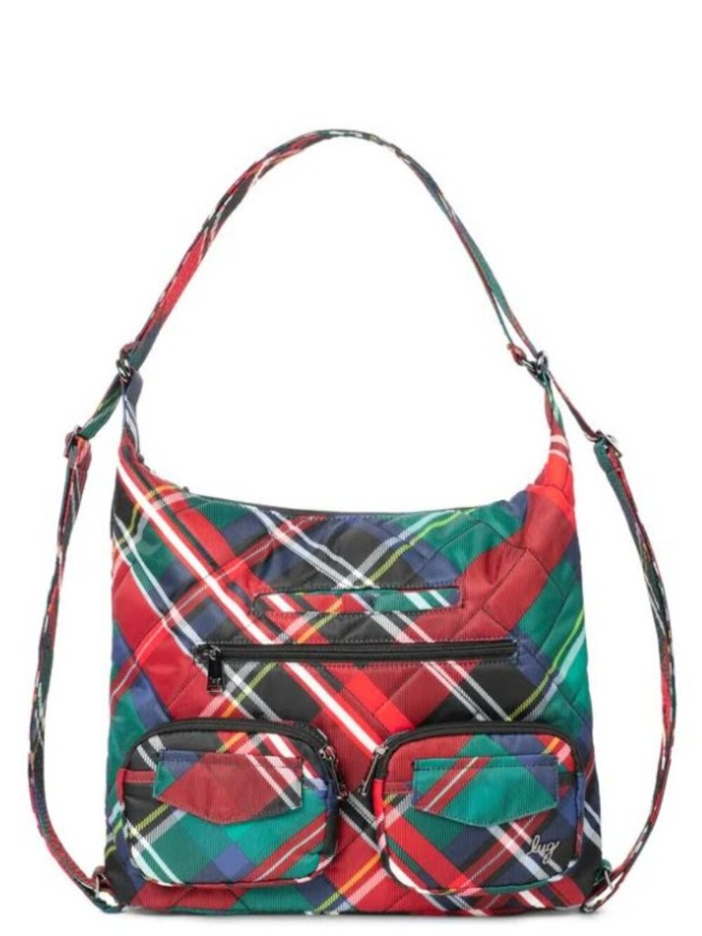 Lug Zipliner 2 Convertible Hobo Tote Bag Backpack Tartan Plaid